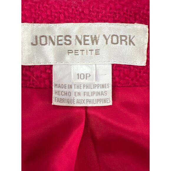 Vintage Jones New York Wool Jacket 10P – Hot Pink Textured Button Front Coat - Picture 6 of 12